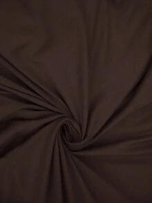 SHEIN LUNE 大尺碼女款春夏鏈條飾邊荷葉邊扭腰針織紋理優雅大方A字V領中長洋裝 - 棕色 - 查看 3