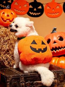 PETSIN 1pc Small To Medium Dog Halloween Funny Cat Pumpkin Costume Pet Cosplay Outfit - Orange - View 11