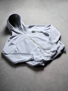 PAVTROS Men's Young Streetwear Casual Graphic Plus Size Zip-Up Hoodie Gym Grey Autumn - Light Grey - View 6