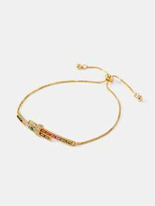 MOTF PREMIUM Bracelet Geometric Oval Color Diamond Women's Gold Simple Accessories European And American Jewelry - Gold - View 7