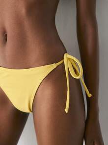 YARNWELL Women's Yellow Spaghetti Strap Two Pieces Swimwear Set - Yellow - View 7