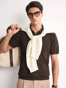 Manfinity Homme Camiseta de punto de manga corta de unicolor para hombre - Multicolor - Ver 4