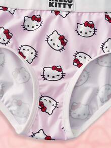 HELLO KITTY AND FRIENDS | SHEIN 女士卡通印花弹力腰休闲三角裤 - 白色 - 查看 4