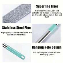 Telescopic Sweeper Mop For Under Bed, Sofa, Furniture Gaps Cleaning, With Replaceable Cloth Head - Green - View 4