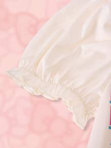 HELLO KITTY AND FRIENDS | SHEIN 1 Stück Lässiges Cartoon-Muster Kleid für Tween-Mädchen - Aprikosenfarben - Übersicht 5