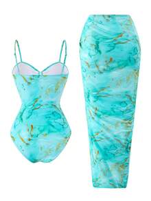 Sirith Swim Oasis 2件套女士春夏随机海星印花吊带长裙高端连体泳衣套装 - 彩色 - 查看 5