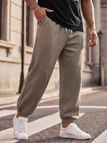 EASEVO 2pcs/Set Men Plus Size Casual Short Sleeve T-Shirt And Drawstring Pants Set Summer Outfit, Vacation, Father's Day Gifts, Football - Black - View 4