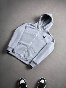 PAVTROS Men's Young Streetwear Casual Graphic Plus Size Zip-Up Hoodie Gym Grey Autumn - Light Grey - View 7