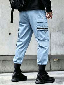 Manfinity Roghcode Men's Drawstring Waist Casual Versatile Daily Wear Cargo Pants - Blue - View 2