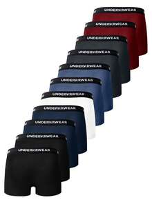 Provexi Provexi 11 piezas/Set de calzoncillos bóxer de unicolor para hombre con cintura con letras - Multicolor - Ver 2