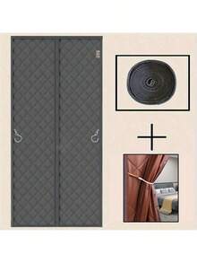Magnetic Heat Insulating Door Curtain - Heavy Oxford Cloth, Thick Rainproof Quilted Lining, 36" X 80", Suitable For Sliding Glass Doors, Heat Insulation And Sound Reduction, Gray Color, Winter Door Curtain, Sliding Glass Door Insulation - multicolor - View 11