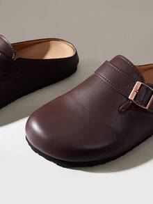 Solecia Hebilla de metal, Zapatos tipo mule retro para desplazamientos de diseño delgado - Lista Uno Marrón - Ver 8