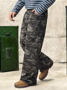 Norleigh Men's Camouflage Pants, Casual Outdoor Fashion Suit Trousers, Spring/Autumn Cargo Pants - Black - View 4
