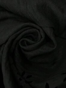 Brillora Women's Elastic Waist Pants, Summer Boho Casual Vacation Solid Color Woven Loose Shorts, Hollow Flowers, Black Holiday Beach - Black - View 8