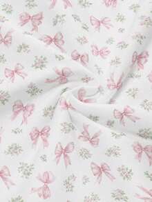 ROMWE Anime Cute Rabbit Heart Bow Floral Rose Butterfly T-Shirt & Shorts Women 2 Pieces Set - Pink - View 4
