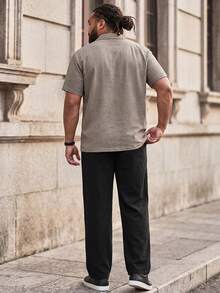COMVAIL Plus Size Men's Solid Color Short Sleeve Polo Shirt And Casual Pants Set, Vacation, Father's Day Gifts - Multicolor - View 2