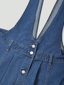 GlowEve CURVE Plus Size Women Casual 1960s Non-Stretch Denim Dress Formal Party Graduation Blue Autumn Preppy-Style Maxi Winter A-Line Front Opening - Medium Wash - View 4
