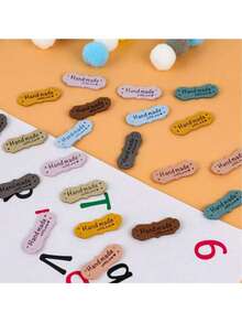 100 Handmade Leather Labels, Ultra-Fine Fiber Colored Leather Labels, Handmade Crochet Labels With Heart-Shaped Embossing, With Holes, Suitable For Crafts, Knitting, Sewing, Hats, Wallets, Clothing (10 Colors) - Random Colors - Multicolor - View 4