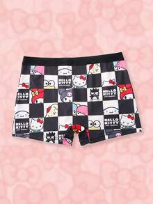HELLO KITTY AND FRIENDS | SHEIN Men's Letter Pattern Casual Everyday Boxer Briefs - Black and White - View 2