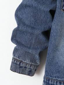 Tween Boy Denim Outfit, Casual Vintage Distressed, Loose Jacket + Wide Leg Jeans 2 Pieces Set, Matching T-Shirt, School, Holiday, Fall, Light Blue - Medium Wash - View 7