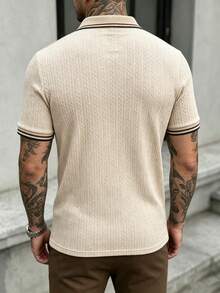 Manfinity CasualCool 男士拼色休閒百搭日常短袖 Polo 衫 - 卡其色 - 查看 2