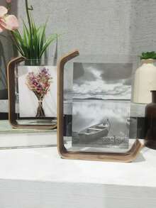 2Pcs/Set Versatile Acrylic Photo Frame With Wooden Stand - Perfect For Displaying Photos, 4x6 Inch 6x8 Inch Photo Frame,Double-Sided Desktop Display, Wedding Photo Frame Decoration Christmas Father's Day Mother's Day Valentine's Day - multicolor - View 2