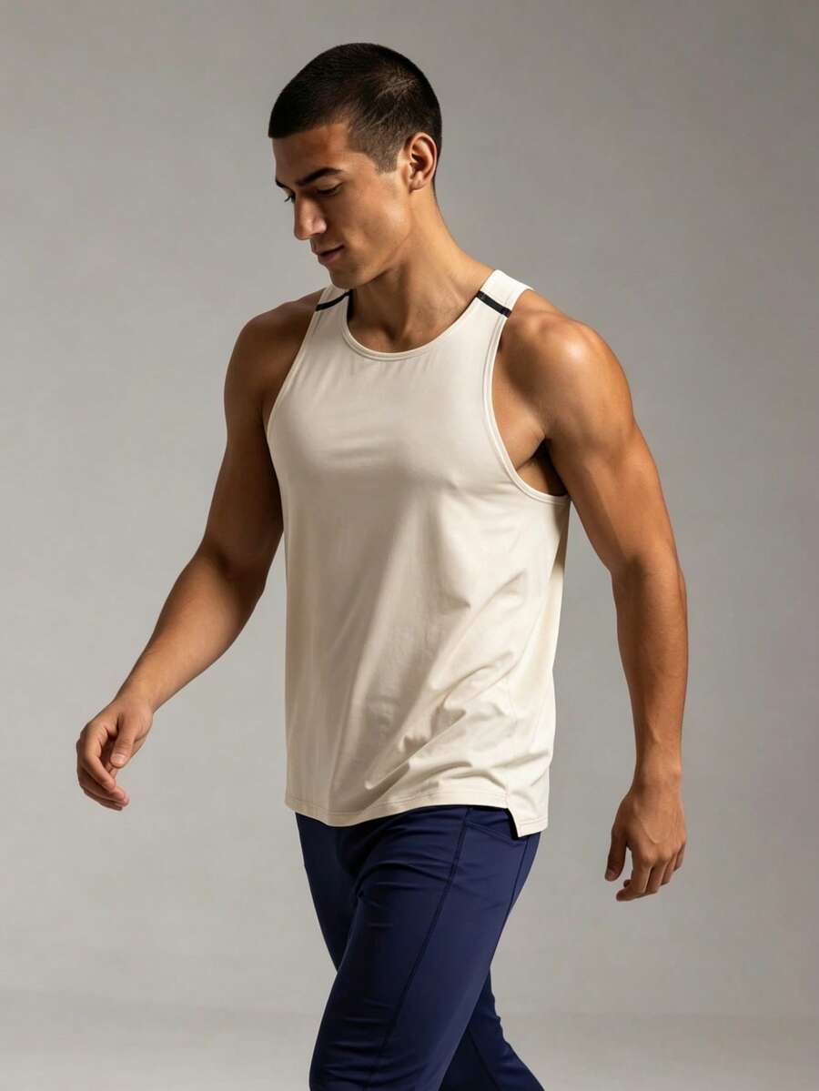 Coreblaze Men's Colorblock Casual Versatile Daily Travel Sports T-Shirt - Baby Blue - View 1