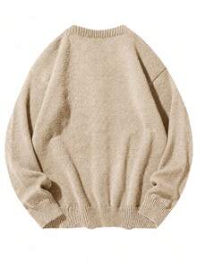 Manfinity CasualKnits Men's Solid Color Long Sleeve Single-Breasted Casual Knit Cardigan - Apricot - View 2