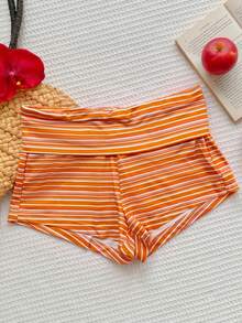 Comfortcana Women's Striped Colorblock Casual Versatile Daily Shorts - Yellow - View 4
