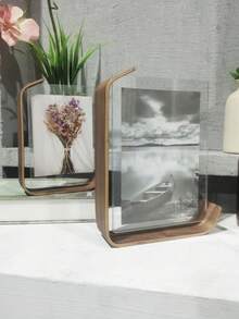 2Pcs/Set Versatile Acrylic Photo Frame With Wooden Stand - Perfect For Displaying Photos, 4x6 Inch 6x8 Inch Photo Frame,Double-Sided Desktop Display, Wedding Photo Frame Decoration Christmas Father's Day Mother's Day Valentine's Day - multicolor - View 1