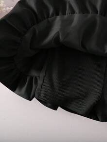 SHEIN Babygirl 可爱粉色针织无袖连体衣（夏季） - 黑色 - 查看 3