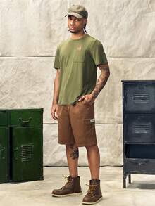 Norleigh Men's Summer Casual Street Solid Color Multi-Pocket Cargo Shorts - Coffee Brown - View 3