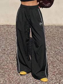 DAZY Women's Casual Loose Wide Leg Pants Petite - Black - View 5