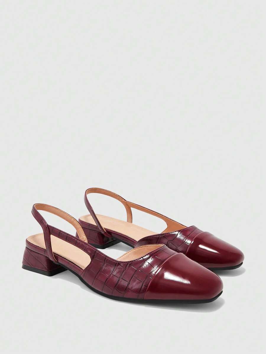 CUCCOO BIZCHIC Women's Pointed Toe Block Heel Colorblock Pumps, Spring/Summer - Rose Red - View 1