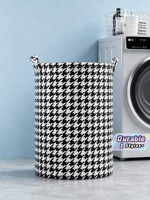 2Pcs Upgraded Large Capacity Laundry Baskets With Waterproof Coating, Storage Bin For Clothes Toys Sundries, Suitable For Bedroom Bathroom Dormitory - Black and White Houndstooth - View 1