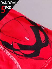 SHEIN 5pcs/Pack Young Boy Multi-Color Red & Blue Series Simple Basic College Print Boxer Briefs - Multicolor - View 3