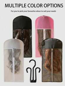 3 Wig Storage Bag, Portable Wig Storage Bag, With Plastic Hook, Dust-Proof And Moisture-Proof, Wig Hook, Convenient For Storage And Travel - View 2