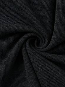 SHEIN BASICS 女款純色休閒日常無肩帶中長洋裝 - 黑色 - 查看 9