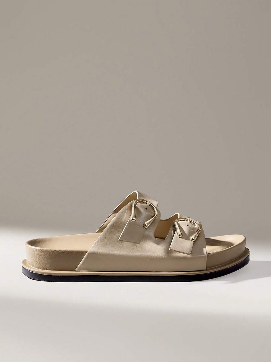 Solecia Women Shoes Spring Summer Fashion Khaki Comfort Flat Bottom Boken Beach Sandals - Khaki - View 1
