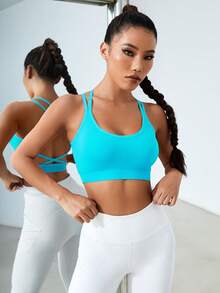 Easithlete Easithlete 女款純色休閒日常運動內衣 - 薄荷藍 - 查看 3