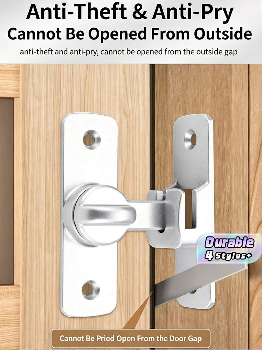 Heavy Duty Matte Black Twist Door Latch Buckle, Sliding Cabinet Barn Door Privacy Lock, Anti-Theft Safety Gate Closet Window Flip Lock Hardware, Easy Install Metal Door Bolt Latch For DIY Home Renovation - multicolor - View 1