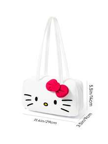 HELLO KITTY AND FRIENDS | SHEIN 可愛貓咪印花聚酯纖維單肩包，附3D蝴蝶結裝飾，輕量大容量拉鍊托特包，適合通勤、旅行與日常休閒使用 - 粉色蝴蝶結款 - 查看 9