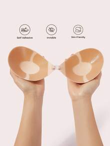 Lignisse Breathable Sticky Bra With Ventilation Design, Invisible Strapless Self-Adhesive Push Up Silicone Bra For Women Backless Deep V Summer Party Dress - Apricot - View 2