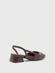 CUCCOO BIZCHIC Women's Pointed Toe Block Heel Colorblock Pumps, Spring/Summer - Chocolate Brown - View 3