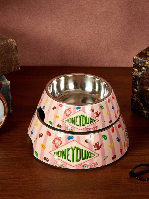 HARRY POTTER X PETSIN 1pc X PETSIN Modern Dual-Layer Pet Food Dish, Stainless Steel & Sleek Melamine, Non-Skid Easy Clean Design. Great For Home, Daily Feeding, A Magical Gift For Birthday Or Anniversary