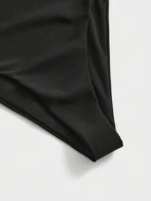 YARNWELL بدلة سباحة نسائية قطعة واحدة سوداء بحمالات رفيعة - الأسود - مشاهدة 11