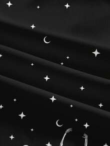 ROMWE Dark Gothic Skull Moon Sun Star Women's Long Pants - Black - View 4
