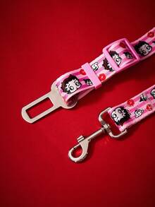 Betty Boop X PETSIN 1pc Pet Car Safety Belt With Fashionable Pattern, Polyester Material, Tangle-Free Construction, Durable Strap Build, Road Trips And Daily Commute, For Pet Dogs And Cats, Reliable - Pink - View 3