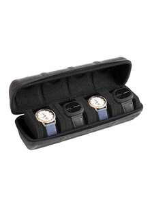 Portable Watch Organizer With Handle Scratch-Resistant Interior Watch Case With Flip For Men AndWomen Multifunctional Watch Box For Home TravelWatch Collectors Ideal Gift For Men Women WatchAccessories Home Organization Decor Travel Essentials - Black - View 13