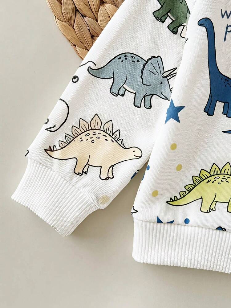 Newborn Baby Cartoon Pattern Long Sleeve Top And Pants Casual Daily Outfit - Multicolor - View 5